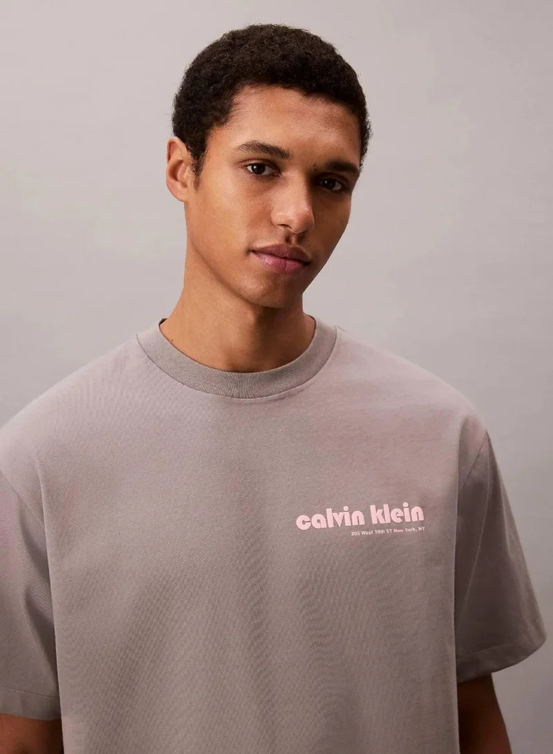 Calvin Klein Jeans Steeple Gray Calvin Klein Logo Relaxed Tee for Men | Best Price UAE