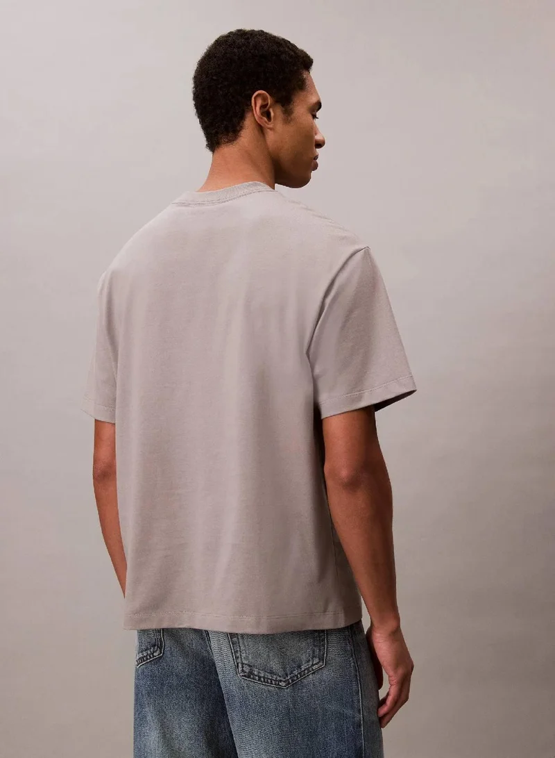 Calvin Klein Jeans Steeple Gray Calvin Klein Logo Relaxed Tee for Men | Best Price UAE