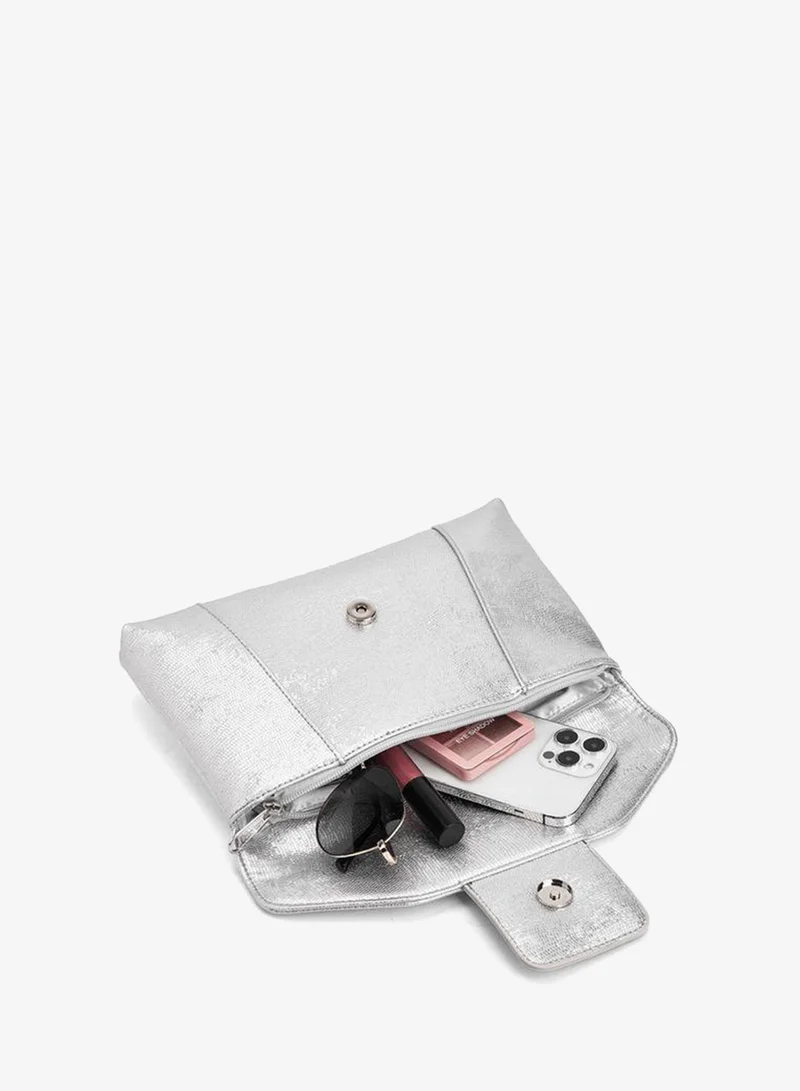 Paprika SILVER Embellished Clutch With Haul Loop for Women | Best Price UAE
