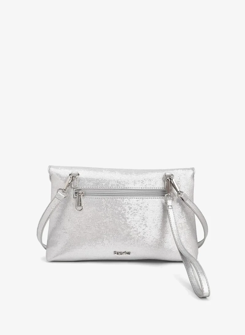 Paprika SILVER Embellished Clutch With Haul Loop for Women | Best Price UAE