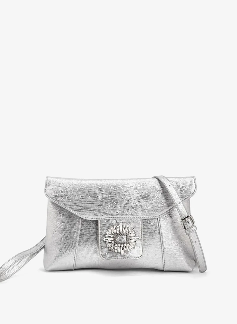 Paprika Embellished Clutch With Haul Loop