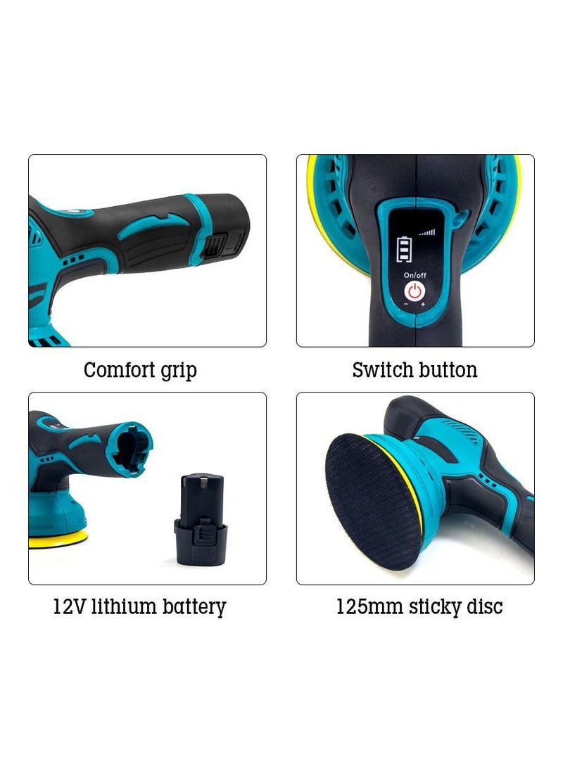 Cordless Polisher for Car Detailing with 2pcs DC 18V 1500mAh Batteries & Charger Cordless Car Buffer Polisher Variable Speeds Portable Sander for Car Waxing/Buffing/Scratch Repairing