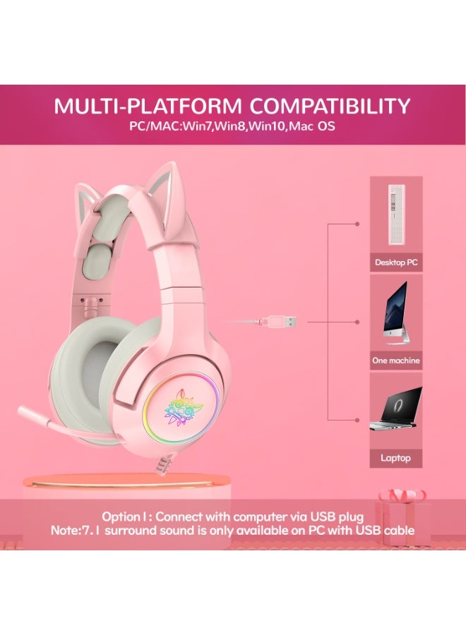 onikuma سماعة ألعاب ستيريو RGB ONIKUMA K9 مع آذان قطة لجهاز PS4 و Xbox و PC و Switch - Image 4