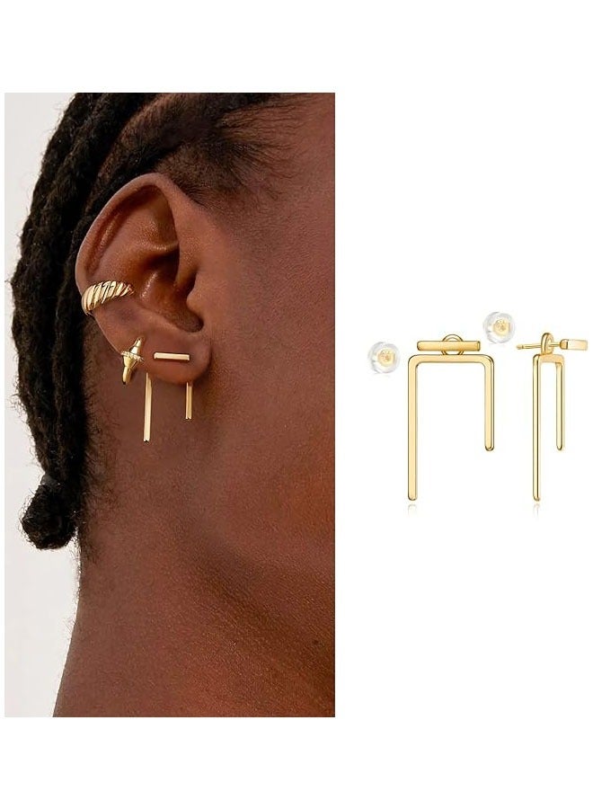 Mevecco Women Earrings Gold Stud 14K Gold Filled Small Simple Handmade Hypoallergenic Everyday Jewelry - Image 3