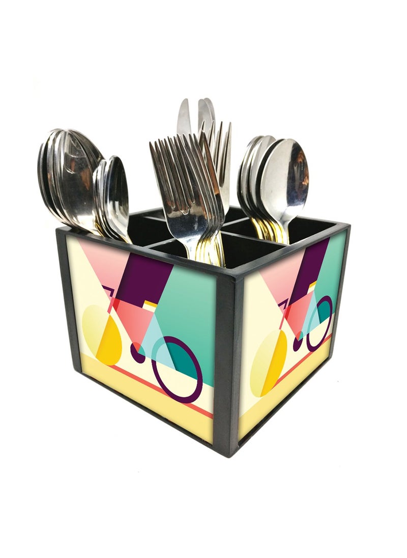 Nutcase Nutcase Designer Cutlery Stand Holder Silverware CaddySpoons Forks Knives Organizer for Dining Table kitchen W575 x H 425 x L55SPOONS NOT INCLUDED Cycle Art  - Image 1