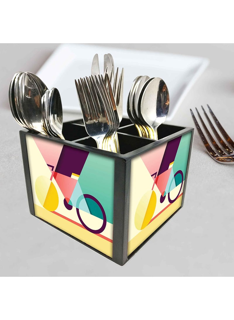 Nutcase Nutcase Designer Cutlery Stand Holder Silverware CaddySpoons Forks Knives Organizer for Dining Table kitchen W575 x H 425 x L55SPOONS NOT INCLUDED Cycle Art  - Image 2