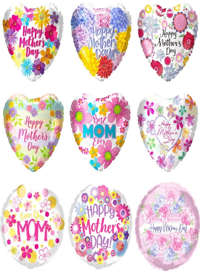 Totelux Mothers Day Balloons Kit 18'' Happy Mother’s Day Foil Balloons Flower Aluminum Balloons Set for Mothers Day Party Decoration Birthday Holiday Celebration Supplies (9Pcs) - Image 1