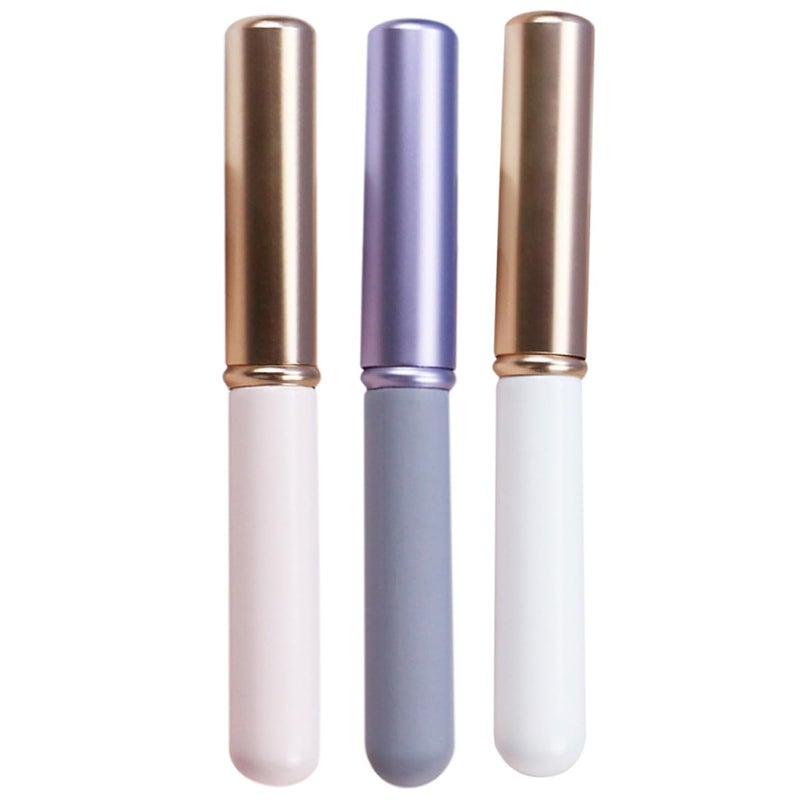 3pcs Lip Brush Set with Cap Makeup Tools for Lipstick and Lip Gloss Application in Purple White and Pink for Women - Image 1