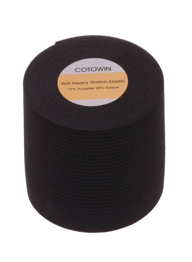 COTOWIN 2-Inch Wide Black Knit Heavy Stretch High Elasticity Elastic Band 5 Yards - Image 2