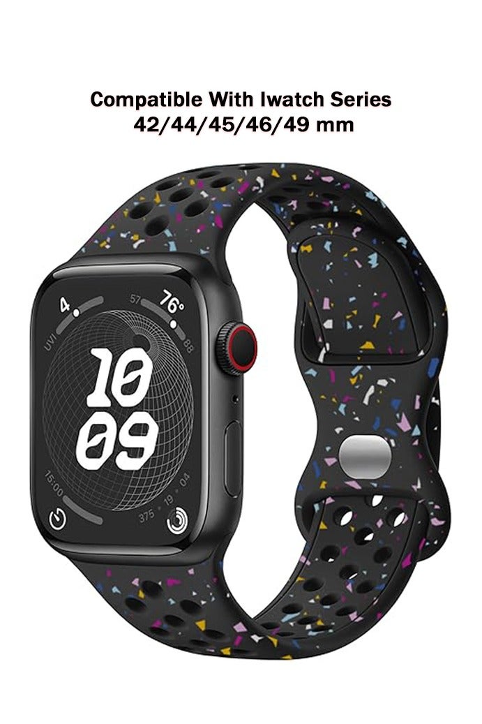 OLYSON Breathable Sport Band Compatible with Apple Watch Band 42mm 44mm 45mm 46mm 49mm for Women Men, Soft Eco-Friendly Silicone Band for iWatch Series 10/9/8/7/6/5/4/3/2/1 SE Ultra - Image 1