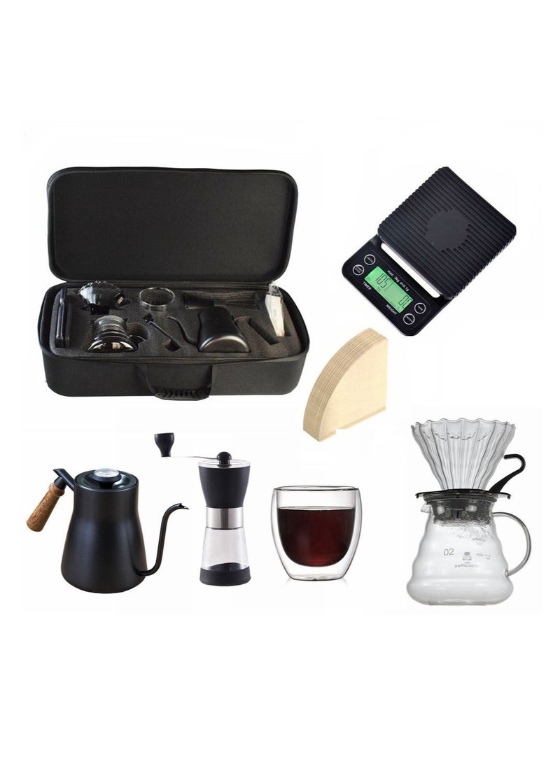Arabest V60 coffee set, manual coffee accessory set, all in a portable travel bag 57*16*27cm,Coffee Kettle with Drip Filter Coffee Share Pot, Filters, Coffee Scale, Double wall Mug, Manual Coffee Grinder - Image 2