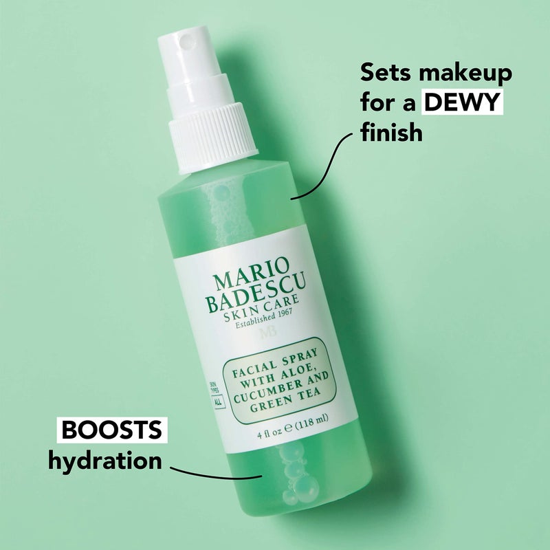 Mario Badescu Facial Spray with Aloe, Cucumber and Green Tea for All Skin Types | Face Mist that Hydrates & Invigorates | 8 FL OZ & 4 FL OZ Combo - Image 3