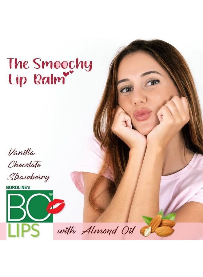 BOROLINE Bo Lips Flavoured Lip Balm ; Strawberry Flavoured Natural Lip Care (10 Gm X 3) ; With Natural Almond Oil ; Moisturize & Soften Dry & Chapped Lips ; Smoothens Lips (Pack Of 3) - Image 5