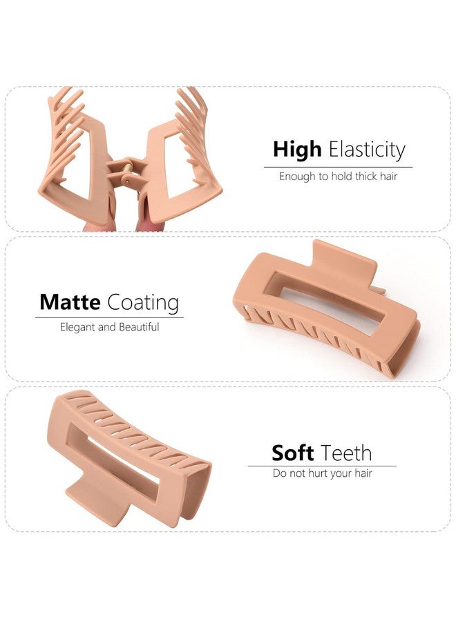 Bakefy-2+2 Extra Rectangle Hair Clips for Women Girls, 3.5'' Non Slip Hair Claw Clips for Thin Hair and Thick Hair, Hair Clip Square Hair Jaw Clips, Hair Clamps Strong Hold Clips for Hair (Neutral Color) - Image 3