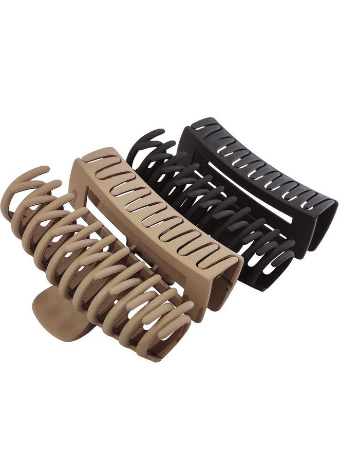 Bakefy-2+2 Extra Rectangle Hair Clips for Women Girls, 3.5'' Non Slip Hair Claw Clips for Thin Hair and Thick Hair, Hair Clip Square Hair Jaw Clips, Hair Clamps Strong Hold Clips for Hair (Neutral Color) - Image 5