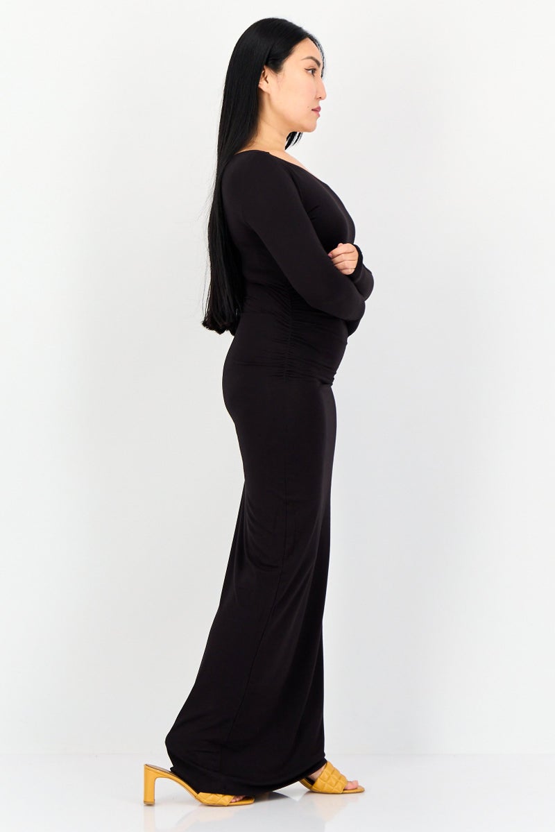 bebe Women Solid Maxi Dress, Black  - Image 3
