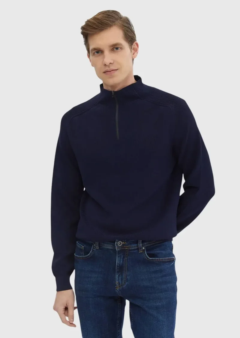 RAMSEY Navy Blue Knitwear Sweatshirt