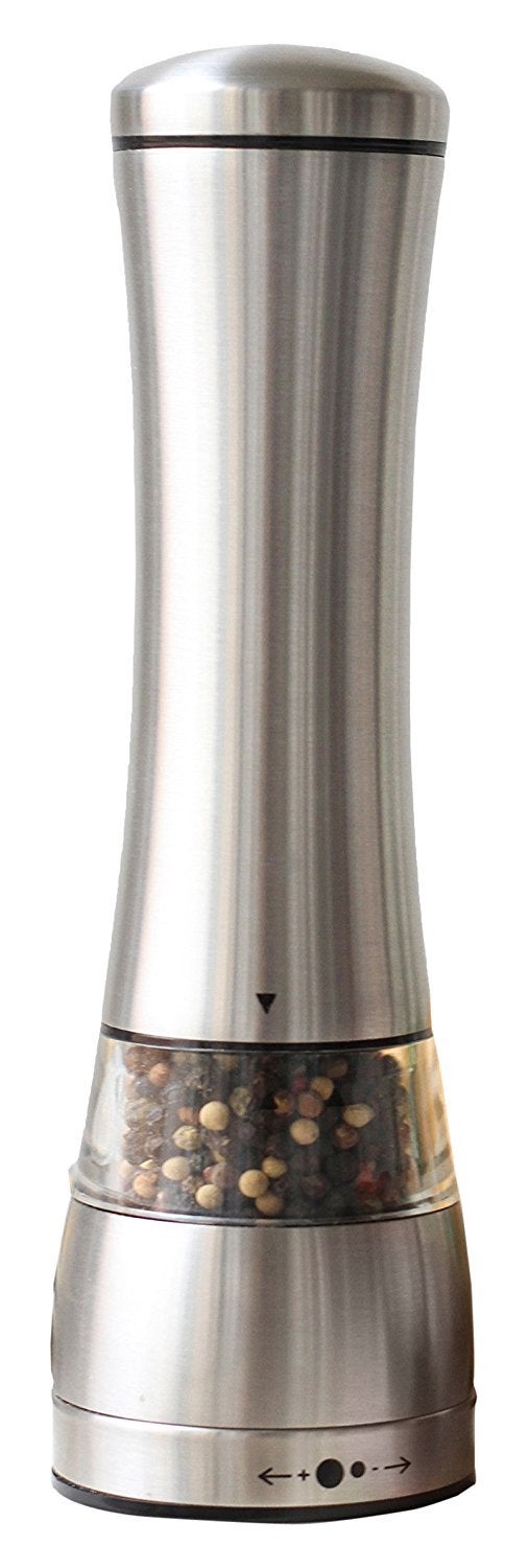 Iktu Stainless Steel Black Pepper Mill Salt Mill Strong Ceramic Grinder Mechanism, 8.5" L - Image 1