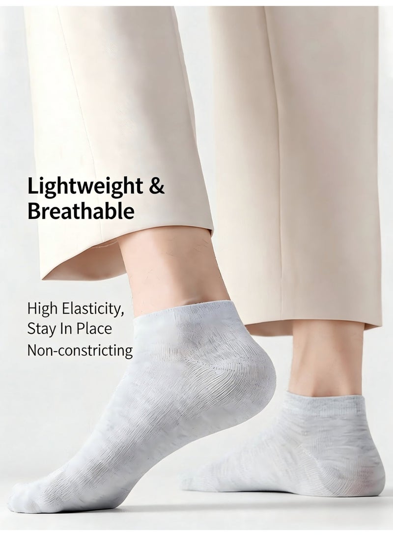 Cotton Antibacterial Ankle Socks for Men, Business & Casual No-Show Socks, Breathable Odor-Resistant 5-Pack - Image 2