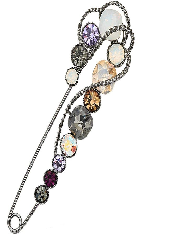 canjoyn Retro Crystal Pearl Large Safety Pin Brooch Skirt Cardigan Hat Scarf Scottish Kilt Pin - Image 1