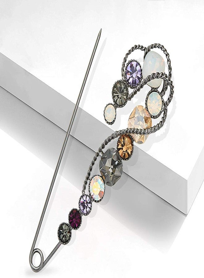 canjoyn Retro Crystal Pearl Large Safety Pin Brooch Skirt Cardigan Hat Scarf Scottish Kilt Pin - Image 2