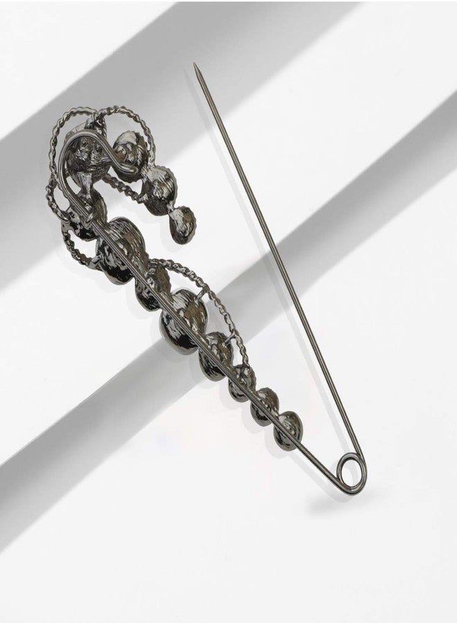 canjoyn Retro Crystal Pearl Large Safety Pin Brooch Skirt Cardigan Hat Scarf Scottish Kilt Pin - Image 4