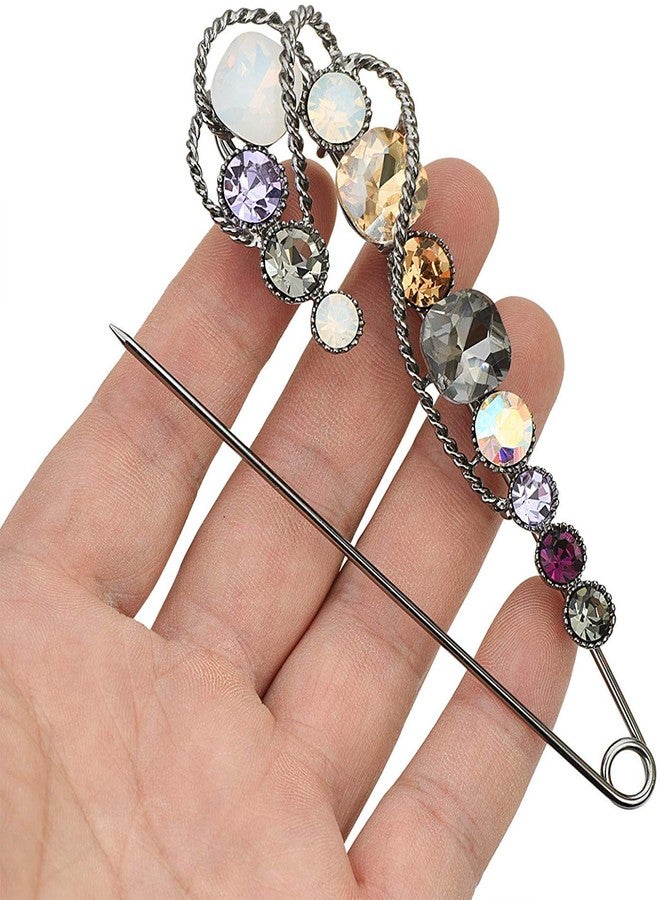 canjoyn Retro Crystal Pearl Large Safety Pin Brooch Skirt Cardigan Hat Scarf Scottish Kilt Pin - Image 3