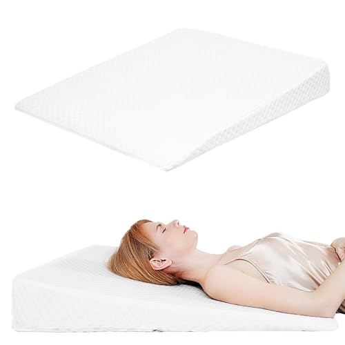 VADSBO Wedge Pillow Bed Wedge Pillows for Sleeping Snoring Back Support After Surgery Foam Triangle Pillow Removable Washable Cover White 5in - Image 2