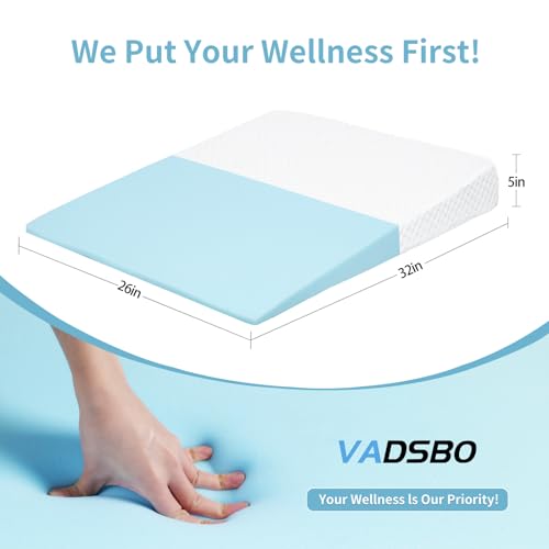 VADSBO Wedge Pillow Bed Wedge Pillows for Sleeping Snoring Back Support After Surgery Foam Triangle Pillow Removable Washable Cover White 5in - Image 5