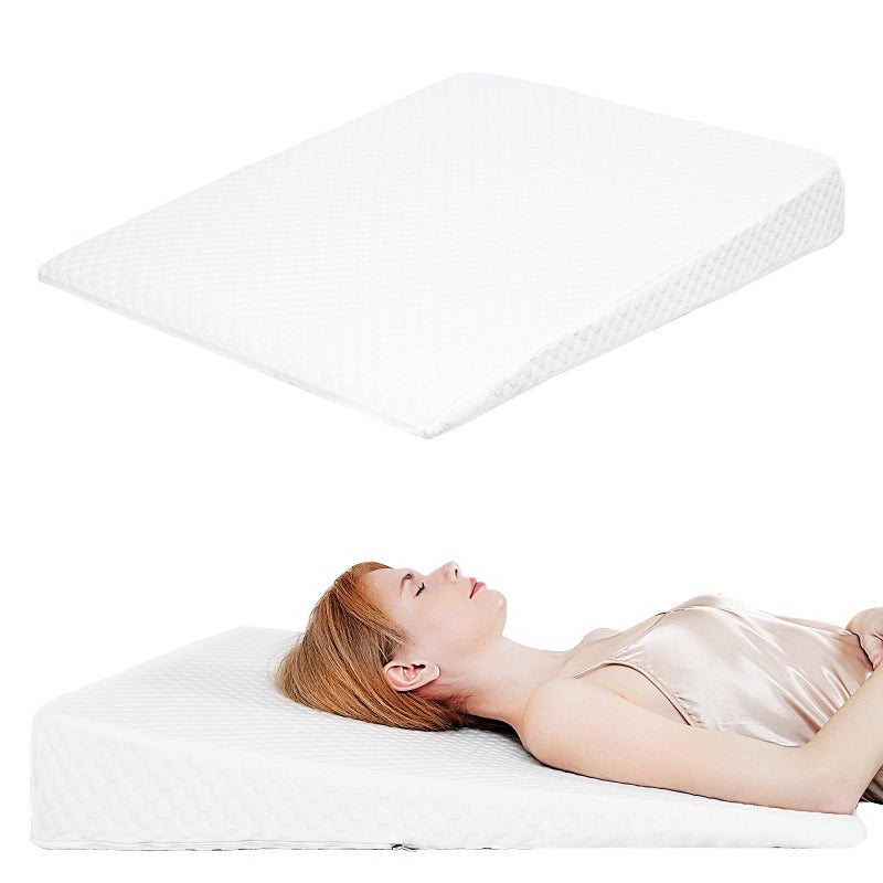 VADSBO Wedge Pillow Bed Wedge Pillows for Sleeping Snoring Back Support After Surgery Foam Triangle Pillow Removable Washable Cover White 5in - Image 3
