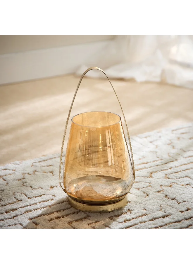 هوم بوكس حامل شموع معدني أكورد بزجاج لامع - ١٧.٥ × ١٤ × ٢٩ سم