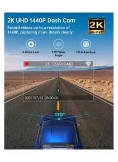 SYOSI MAKINGTEC Dash Cam 2K WiFi 1440P Car Camera, Dash Camera for Cars, Front Dashcam for Cars with Super Night Vision, WDR, Loop Recording, G-Sensor, 24 Hours Parking Monitor, APP, Support 128GB Max  - Image 2
