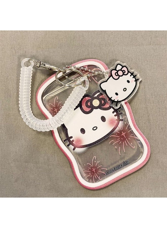 NIBEMINENT 1 - Piece Katie Cat Kpop Photo Card Holder Pendant Key Chain ID Badge Holder ID Card Holder Photo Card Protector for School ID Office ID Access Card for Women Girls