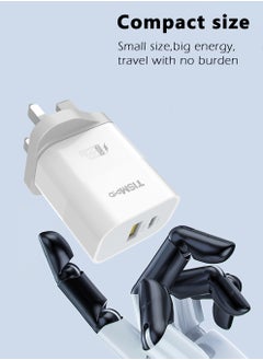 تيسمبرو 2 عبوة ، شاحن محمول فائق السرعة PD 33W - محول USB-A و Type-C مدمج وعالي السرعة لأجهزة iPhone و Samsung و Android - تحديد ذكي وتصميم مقاوم للحريق ومتين  - Image 2