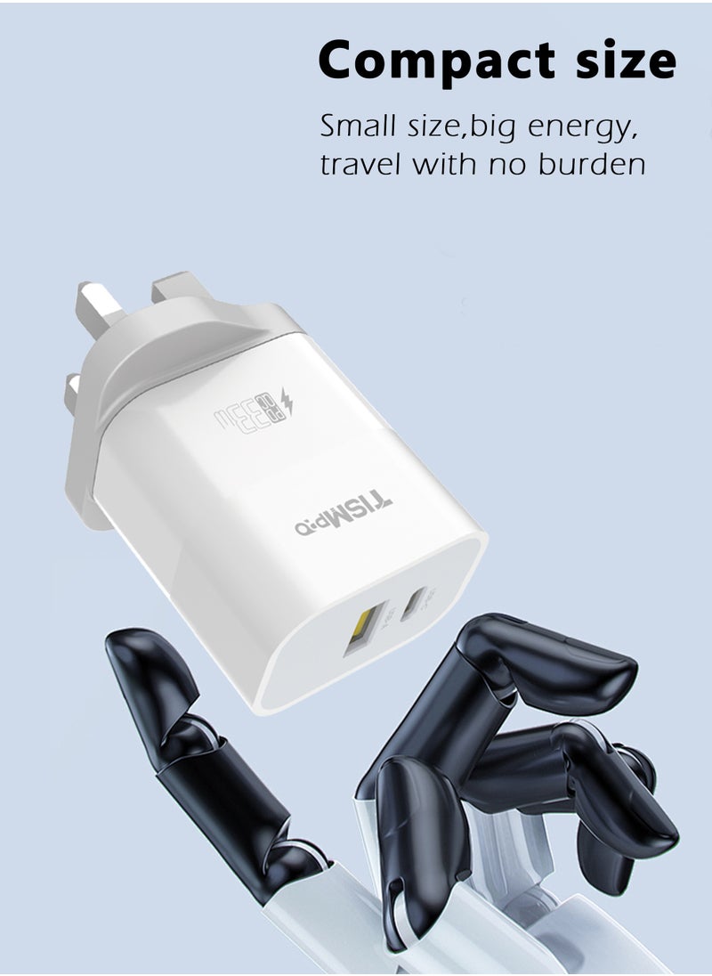 تيسمبرو - 2 عبوة ، شاحن محمول فائق السرعة PD 33W - محول USB-A و Type-C مدمج وعالي السرعة لأجهزة iPhone و Samsung و Android - تحديد ذكي وتصميم مقاوم للحريق ومتين - Image 1
