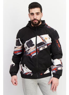 Bel-Air Athletics Men Sportswear Fit Hooded Long Sleeve Full Zip Jacket, Black Combo  - Image 1
