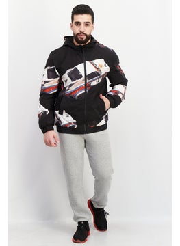 Bel-Air Athletics Men Sportswear Fit Hooded Long Sleeve Full Zip Jacket, Black Combo  - Image 3