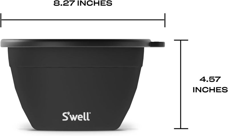 S'well Stainless Steel Salad Bowl Kit - 64oz, Onyx - Comes with 2oz Condiment Container and Removable Tray for Organization - Leak-Proof, Easy to Clean, Dishwasher Safe - Image 4