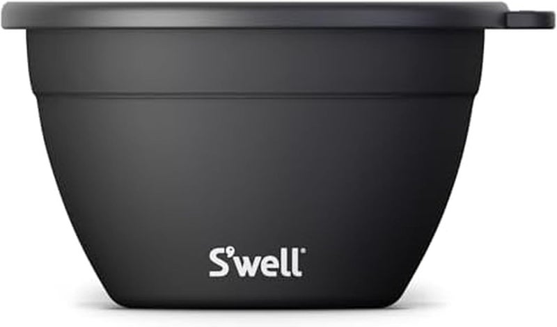 S'well Stainless Steel Salad Bowl Kit - 64oz, Onyx - Comes with 2oz Condiment Container and Removable Tray for Organization - Leak-Proof, Easy to Clean, Dishwasher Safe - Image 1