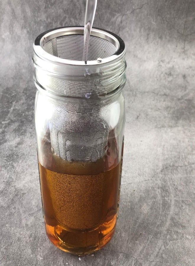 iAesthete 2 Pack - Ultra Fine Cold Brew Coffee Filter For 32 OZ or Larger Wide Mouth Mason Jar, Food Grade 304 Stainless Steel, With Silicone Protective Ring, Cold Brew Tea Filter, Fruit Infused Water Filter - Image 4