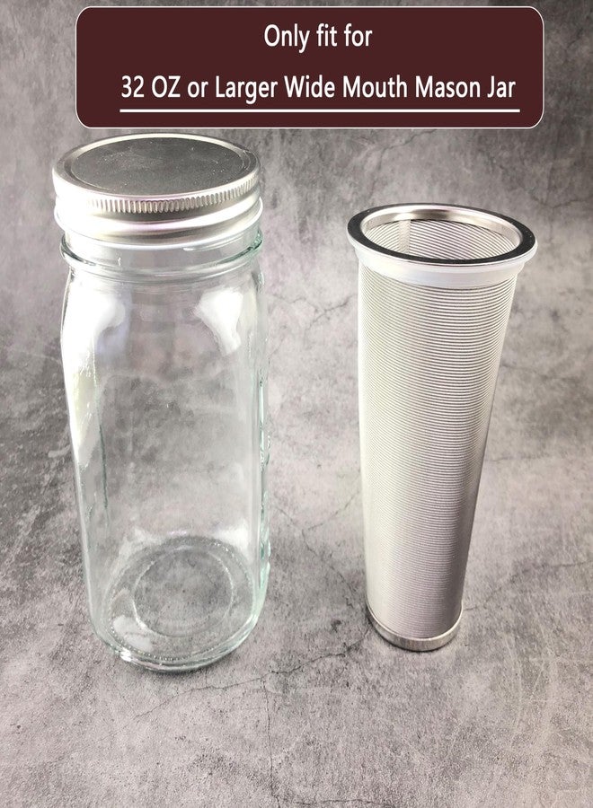 iAesthete 2 Pack - Ultra Fine Cold Brew Coffee Filter For 32 OZ or Larger Wide Mouth Mason Jar, Food Grade 304 Stainless Steel, With Silicone Protective Ring, Cold Brew Tea Filter, Fruit Infused Water Filter - Image 2