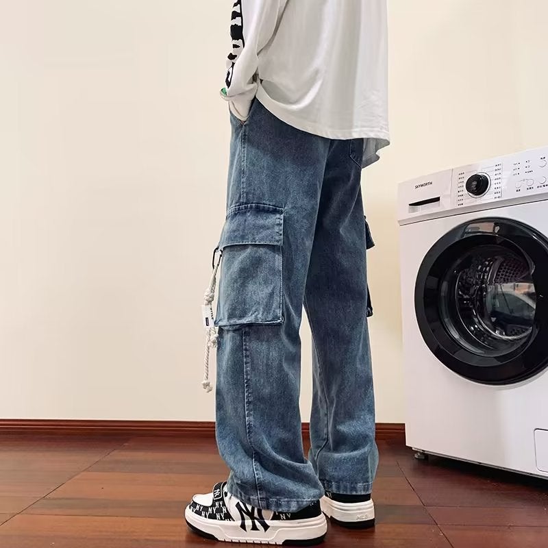 Mens Retro Workwear Jeans with Large Pockets Dark blue - Image 2