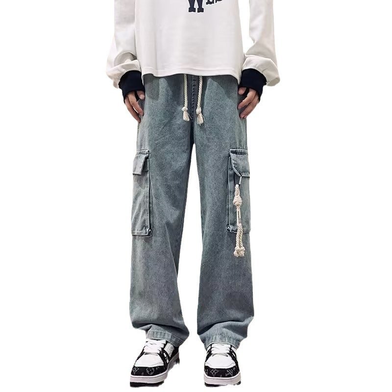 Mens Retro Workwear Jeans with Large Pockets Dark blue - Image 3