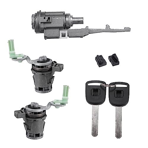 Hihaha No.06351TE0A11/72145S73003 / Outer/Ignition Switch Cylinder Lock Front Door Lock Cylinder with Keys for Honda Civic 2003-2005 for Honda CR-V 05-06 / Metal / 1 Set/Silver Tone - Image 1
