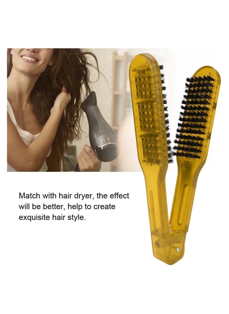 SYOSI - Hair Straightener Brush Hair Straightening Comb Double Sided Brush Clamp Straightener Anti-static Dual-Brush Comb Professional V Shaped Clamp Styling Comb Hairdressing Tool for Home and Travel - Image 1