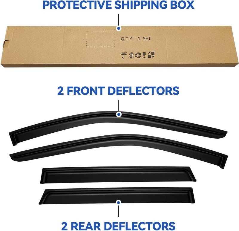YQAUTEC Window Visors Rain Guards Shield for 2011-2021 Jeep Grand Cherokee, Out-Channel Window Vent Wind Deflectors Visors Shades for 11-21 Grand Cherokee (Not for Grand Cherokee L) - Image 5