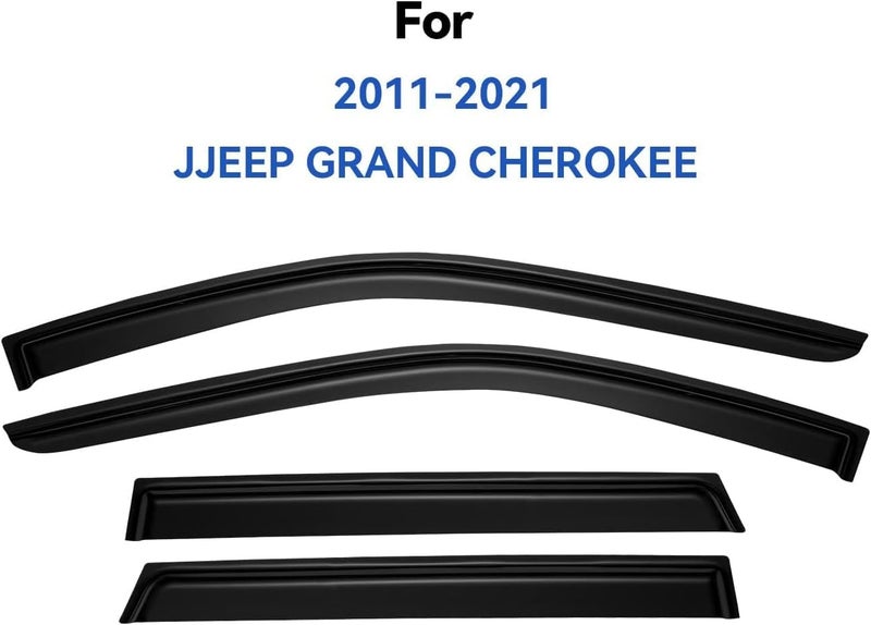 YQAUTEC Window Visors Rain Guards Shield for 2011-2021 Jeep Grand Cherokee, Out-Channel Window Vent Wind Deflectors Visors Shades for 11-21 Grand Cherokee (Not for Grand Cherokee L) - Image 2