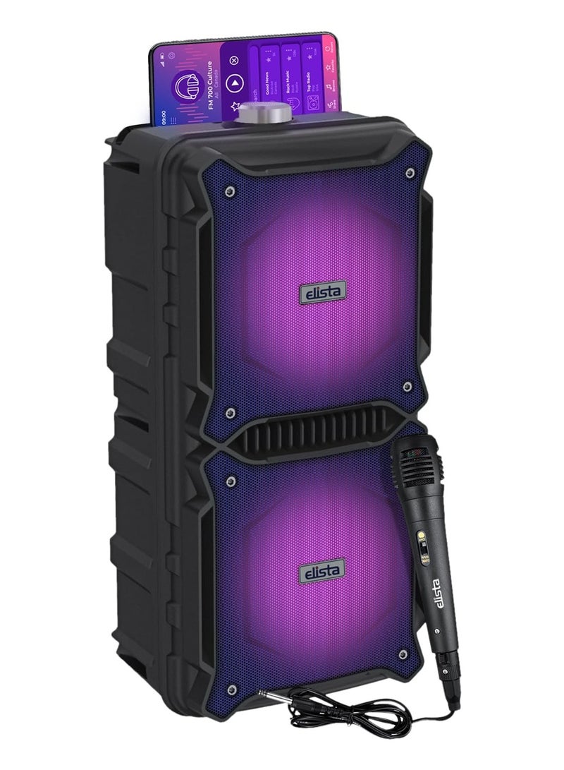 Elista ELS-MusiKing 1600 Portable 16 W Bluetooth Party Speaker with Wired Mic, TWS Feature, Built-in Mobile Holder & FM/Aux/USB/TF Card Connectivity, 5 Hr Playback (Blue) - Image 2