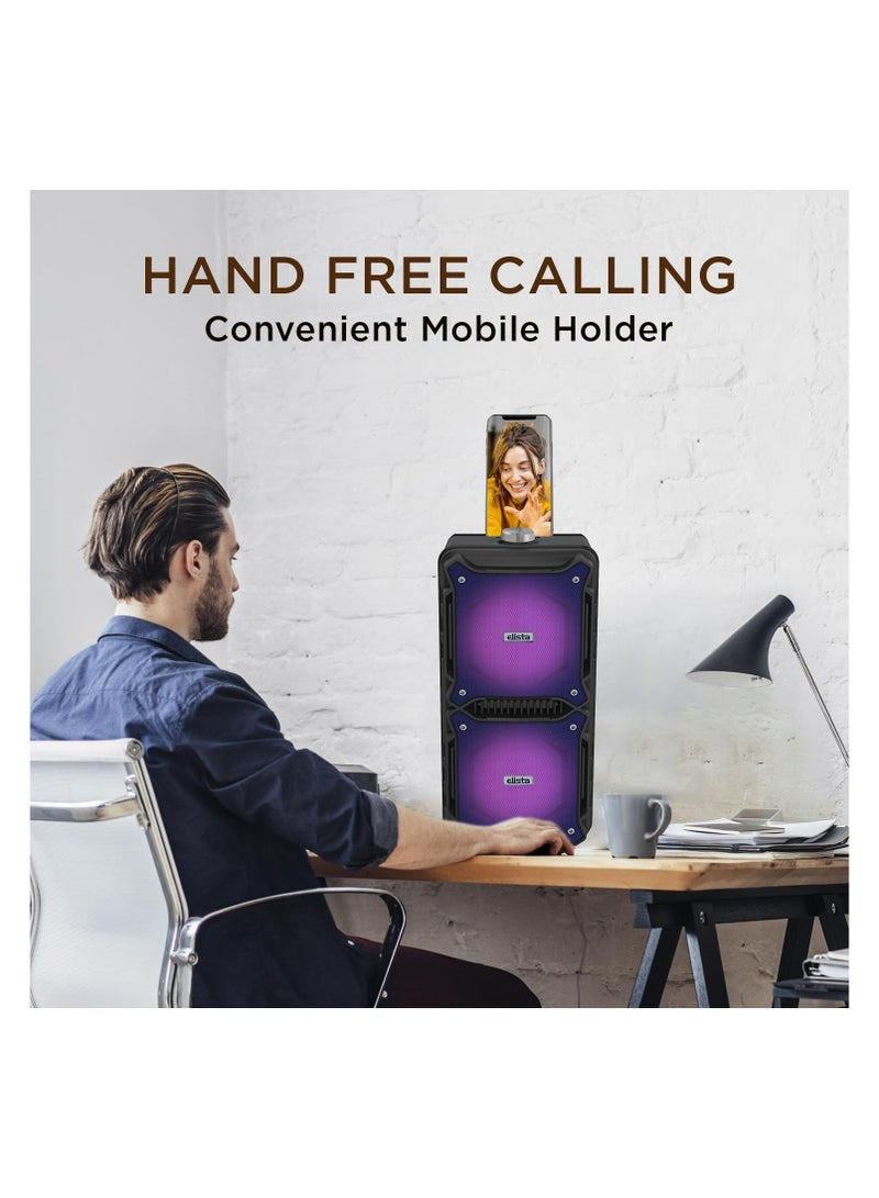 Elista ELS-MusiKing 1600 Portable 16 W Bluetooth Party Speaker with Wired Mic, TWS Feature, Built-in Mobile Holder & FM/Aux/USB/TF Card Connectivity, 5 Hr Playback (Blue) - Image 3