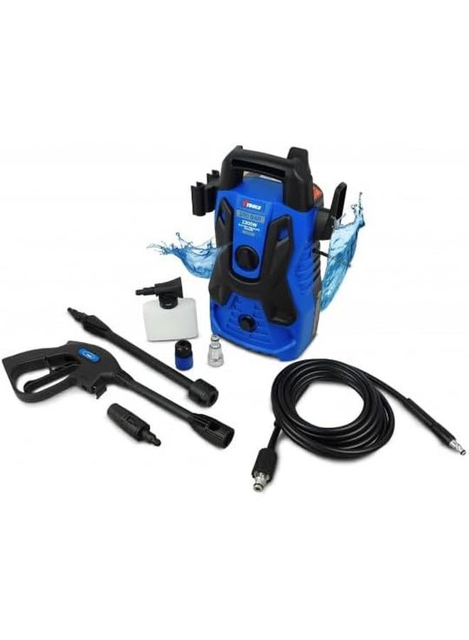VTOOLS 100 Bar Electric Pressure Washer With 5 Meter Hose And Soap Dispenser 1300 Watt Auto Stop And Self Priming Mode For Car Home And Garden Blue Vt1508 - Image 4